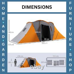 Grande tente de camping tunnel avec 2 chambres et espace de vie, étanchéité 2000mm, pour 4-6 personnes