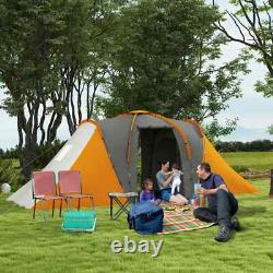Grande tente de camping tunnel avec 2 chambres et espace de vie, étanchéité 2000mm, pour 4-6 personnes