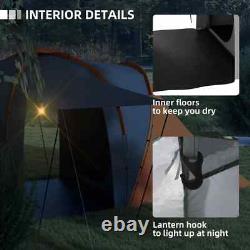 Grande tente de camping tunnel avec 2 chambres et espace de vie, étanchéité 2000mm, pour 4-6 personnes