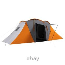 Grande tente de camping tunnel avec 2 chambres et espace de vie, étanchéité 2000mm, pour 4-6 personnes
