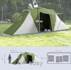Grande tente de camping tunnel avec 2 chambres et espace de vie portable, étanche pour 4-6 personnes