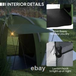 Grande tente de camping tunnel avec 2 chambres et espace de vie portable, étanche pour 4-6 personnes