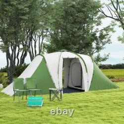 Grande tente de camping tunnel avec 2 chambres et espace de vie portable, étanche pour 4-6 personnes