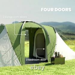 Grande tente de camping tunnel avec 2 chambres et un espace de vie, imperméabilité de 2 000 mm