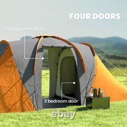 Grande tente de camping tunnel avec 2 chambres et un espace de vie, imperméabilité de 2000 mm