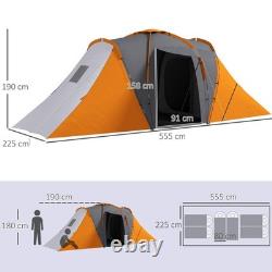 Grande tente de camping tunnel avec 2 chambres et un espace de vie, imperméable à 2000 mm