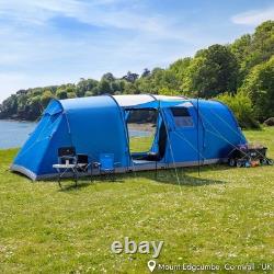 Grande tente tunnel 6 places 2 chambres pour camping familial, imperméable avec tapis de sol cousu intégré