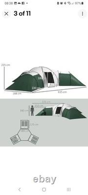 Grande tente tunnel Outsunny avec 3 chambres, un espace de vie et un porche, verte