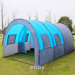 Imperméable 8-10 Personne Grande Famille Tente Tunnel Bleu Randonnée Extérieure Camping Tente