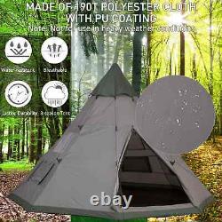 Imperméable Teepee Camping Tent 6 Person Indian Festival Tipi Wigwam Pyramid Hike