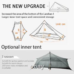Lanshan 1 Personne Tente Ultra-légère 3 Saisons Backpacking Randonnée Camping Sauvage Nouveau