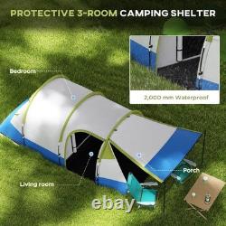 Nouveau style Outsunny tente de camping 2-3 personnes avec chambre, salon / porche vert