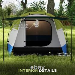 Nouveau style Outsunny tente de camping 2-3 personnes avec chambre, salon / porche vert