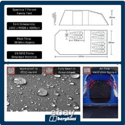 Nouvelle tente familiale Berghaus Adhara 700 Nightfall avec tapis de sol cousu, prix de vente recommandé de £800.