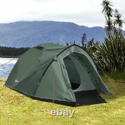 Outsunny Dome Tente Pour 3-4 Personnes Tente Familiale Avec Grande Fenêtre Imperméable Gree