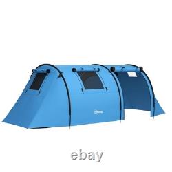 Outsunny Tente de Camping Familiale 2 Chambres pour 3-4 Personnes, Imperméable 3000mm, Bleu Ciel