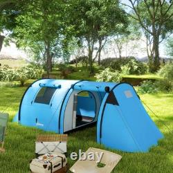 Outsunny Tente de Camping Familiale 2 Chambres pour 3-4 Personnes, Imperméable 3000mm, Bleu Ciel