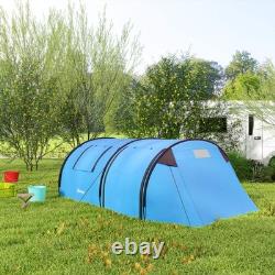 Outsunny Tente de Camping Familiale 2 Chambres pour 3-4 Personnes, Imperméable 3000mm, Bleu Ciel