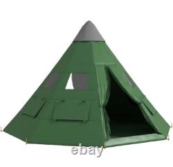 Outsunny Tente de Camping Grande pour 6-7 Personnes avec Sac de Transport, Verte