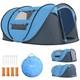 Outsunny Tente De Camping D&ocirc;me Pop-up Avec Fen&ecirc;tres Pour 3 Personnes, Bleu Ciel