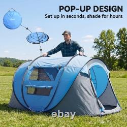 Outsunny Tente de camping dôme pop-up avec fenêtres pour 3 personnes, bleu ciel