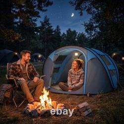Outsunny Tente de camping dôme pop-up avec fenêtres pour 3 personnes, bleu ciel