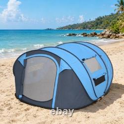 Outsunny Tente de camping dôme pop-up avec fenêtres pour 3 personnes, bleu ciel