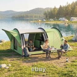 Outsunny Tente de camping familiale imperméable, tente tunnel pour 4 personnes, verte