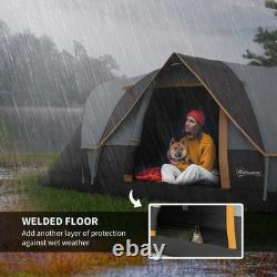 Outsunny tente de camping 5-6 personnes avec sac, armature en fibre de verre et en acier, gris