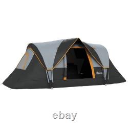Outsunny tente de camping 5-6 personnes avec sac, armature en fibre de verre et en acier, gris