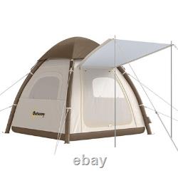 Outsunny tente de camping gonflable 3 places avec double-toit imperméable 3000 mm, crème