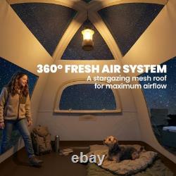 Outsunny tente de camping gonflable 3 places avec double-toit imperméable 3000 mm, crème