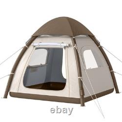 Outsunny tente de camping gonflable 3 places avec double-toit imperméable 3000 mm, crème