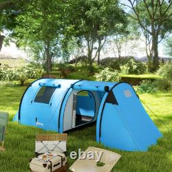 Outsunny tente familiale de camping 2 pièces pour 3-4 personnes, imperméable 3000 mm bleu ciel