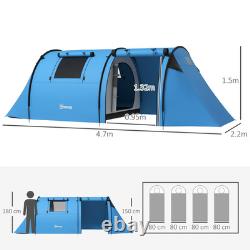 Outsunny tente familiale de camping 2 pièces pour 3-4 personnes, imperméable 3000 mm bleu ciel
