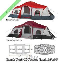 Ozark Trail 10 Personne Famille Tente 3room 20x10' Grandes Tentes Cabine De Camping En Plein Air