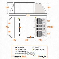 Pack de tente Vango Savannah 600xl pour 6 personnes avec armature et sous-tapis