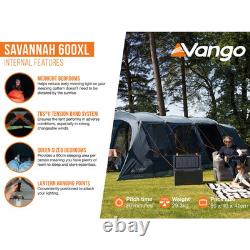 Pack de tente Vango Savannah 600xl pour 6 personnes avec armature et sous-tapis