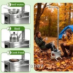 Poêle à bois portable amélioré pour le camping, poêle de tente compact avec grande chambre de combustion