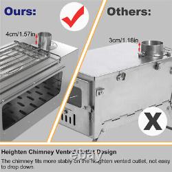 Poêle à bois portable en acier inoxydable pour camping et chasse avec grande tente