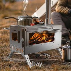 Poêle à bois portable en acier inoxydable pour tente grande taille, camping et chasse