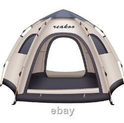 Pop Up Tent 2/3/4 Homme Instant Automatique Camping Tente Hexangulaire Grand Extérieur