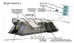 Royal Athens 6, tente tunnel multi-pièces pour 6 personnes, 3000 mm HH, porche, obscurité pour dormir