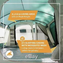 Skandika Hurric Grand Tunnel Famille Camping Tente Avec 2-4 Sleeping Cabines, 5000