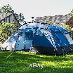 Skandika Lovund 6 Man Family Tent Sun Canopy Large Windows Poteaux En Acier Bleu Nouveau