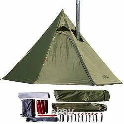 Tente 1-2 Personnes Teepee Pour Camping De Plein Air, Refuge De Cheminée Chauffé, Vert