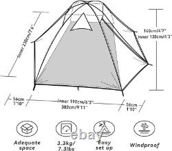 Tente 3 personnes facile à installer avec deux portes, parfaite pour les aventures en plein air
