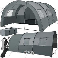 Tente 6 personnes en toile pour camping en famille, léger, avec structure en tunnel.