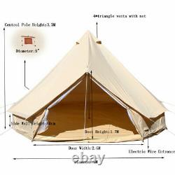 Tente Bell En Toile De Coton 4 Saisons 6m Imperméable À L’eau Tente Extérieure Yourte Grand Glamping