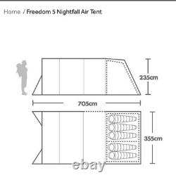 Tente Berghaus Freedom 5 Nightfall Air avec tapis, d’occasion, achetée neuve l’année dernière, très bon état